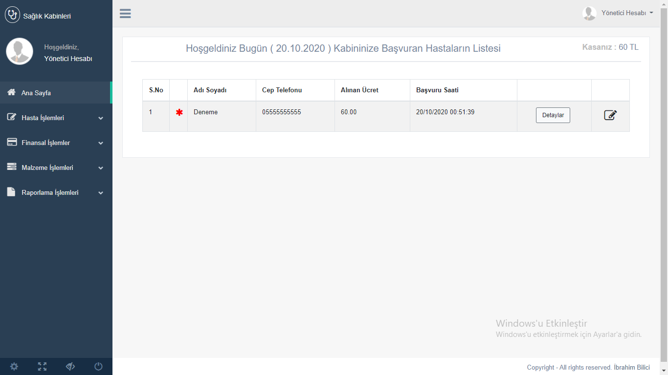 Sağlık,Sağlık Kabini Hasta Takibi, Hasta Takip Proğramı