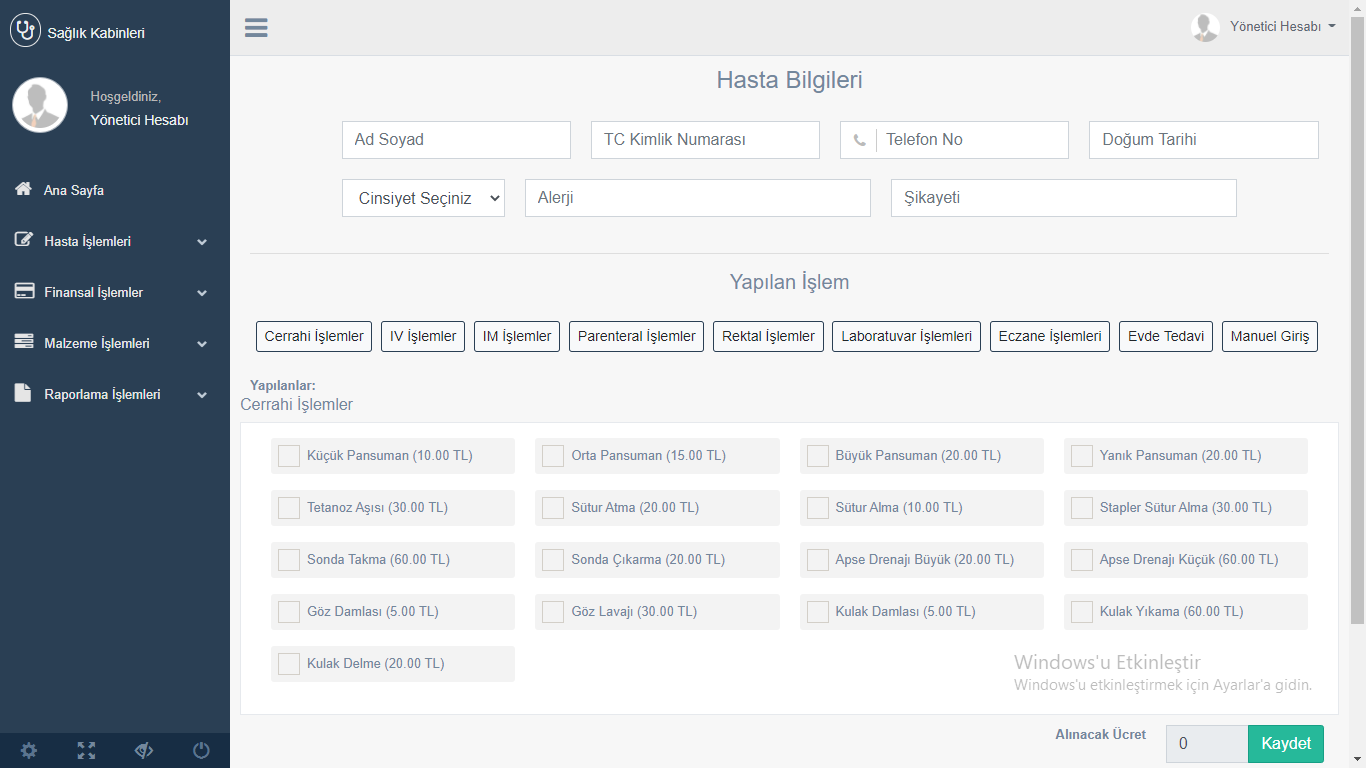Sağlık,Sağlık Kabini Hasta Takibi, Hasta Takip Proğramı